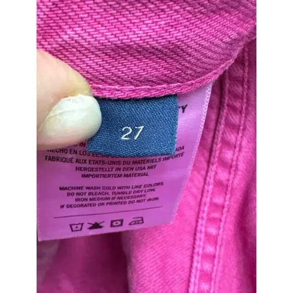 Citizens of Humanity Women's Ayla Undone Hem Crop Pink Denim Jeans -27 (28x20.5) - Picture 7 of 9